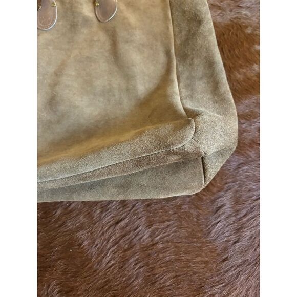 Rare 1980's "BROOKSTONE"
SUEDE LEATHER TOTE in Cognac - Picture 8 of 13